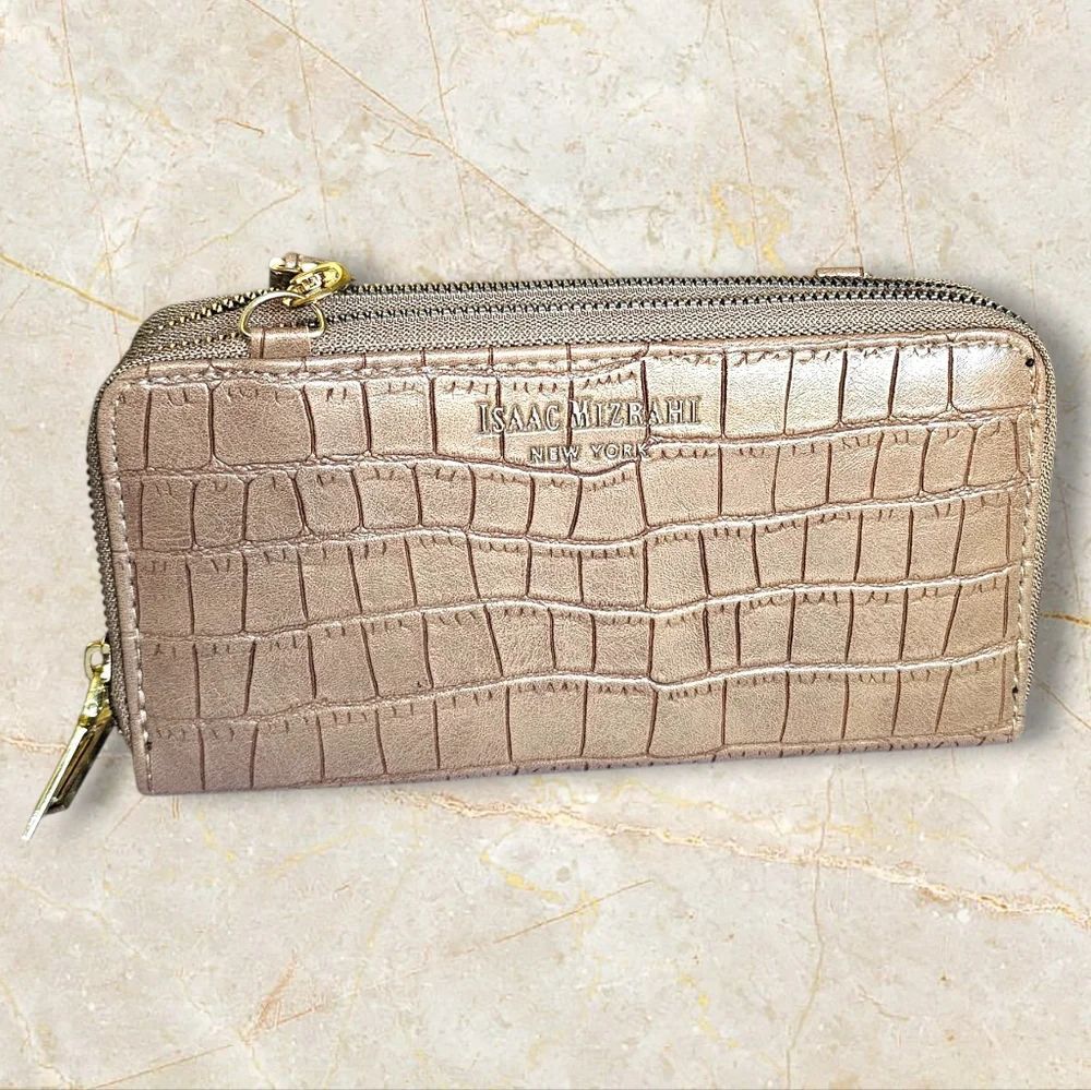 Isaac Mizrahi Gold Croc-Embossed Women's Crossbody